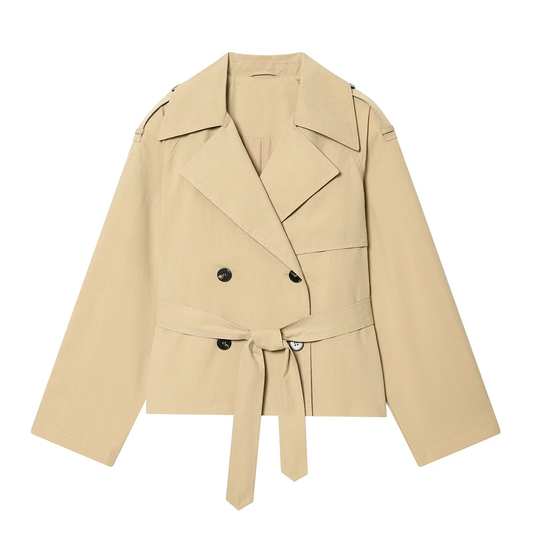 Women's with belt short windbreaker Coat