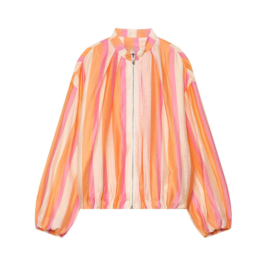 Women's standing collar striped pilot jacket Coat