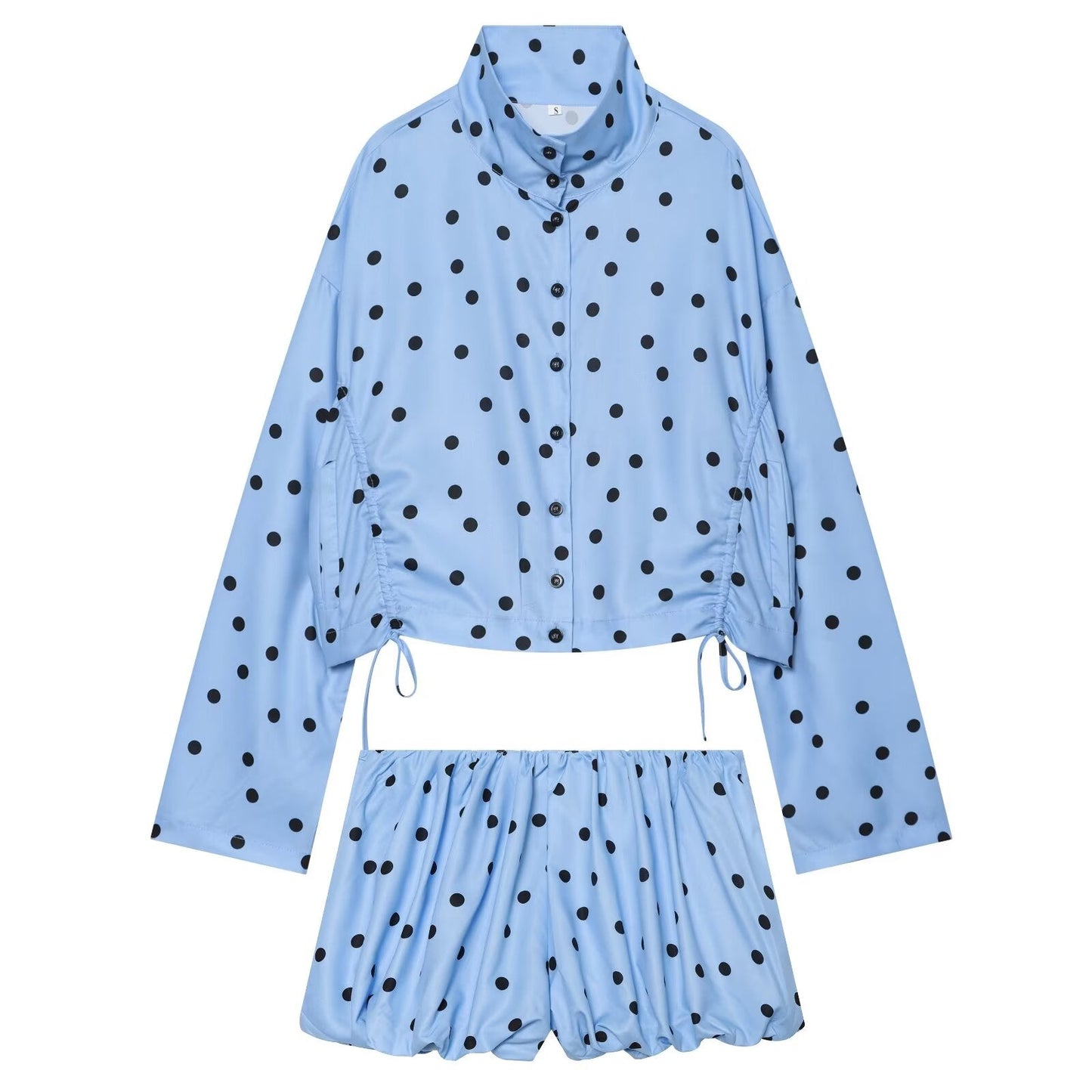 suit Women's 2 pieces lace up decorative polka dot Coat+shorts