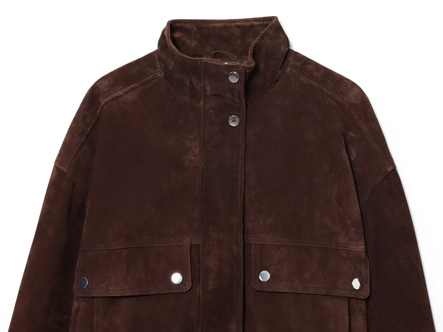 Women's new fashion anti suede effect standing collar flying jacket Coat