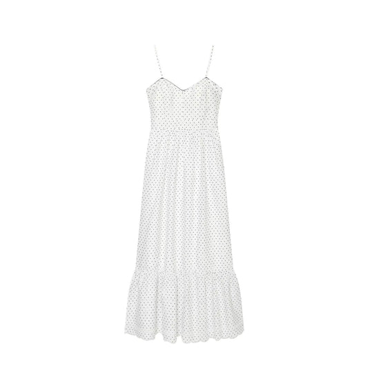 Women's hollowed out embroidered polka dot MIDI dress