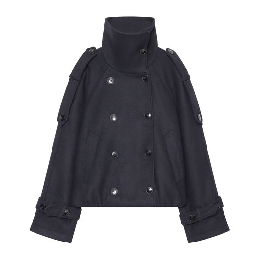 Women's thick double breasted chimney collar Coat