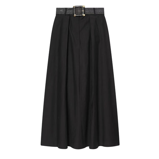 Women's With Belt High Waist Midi Skirt