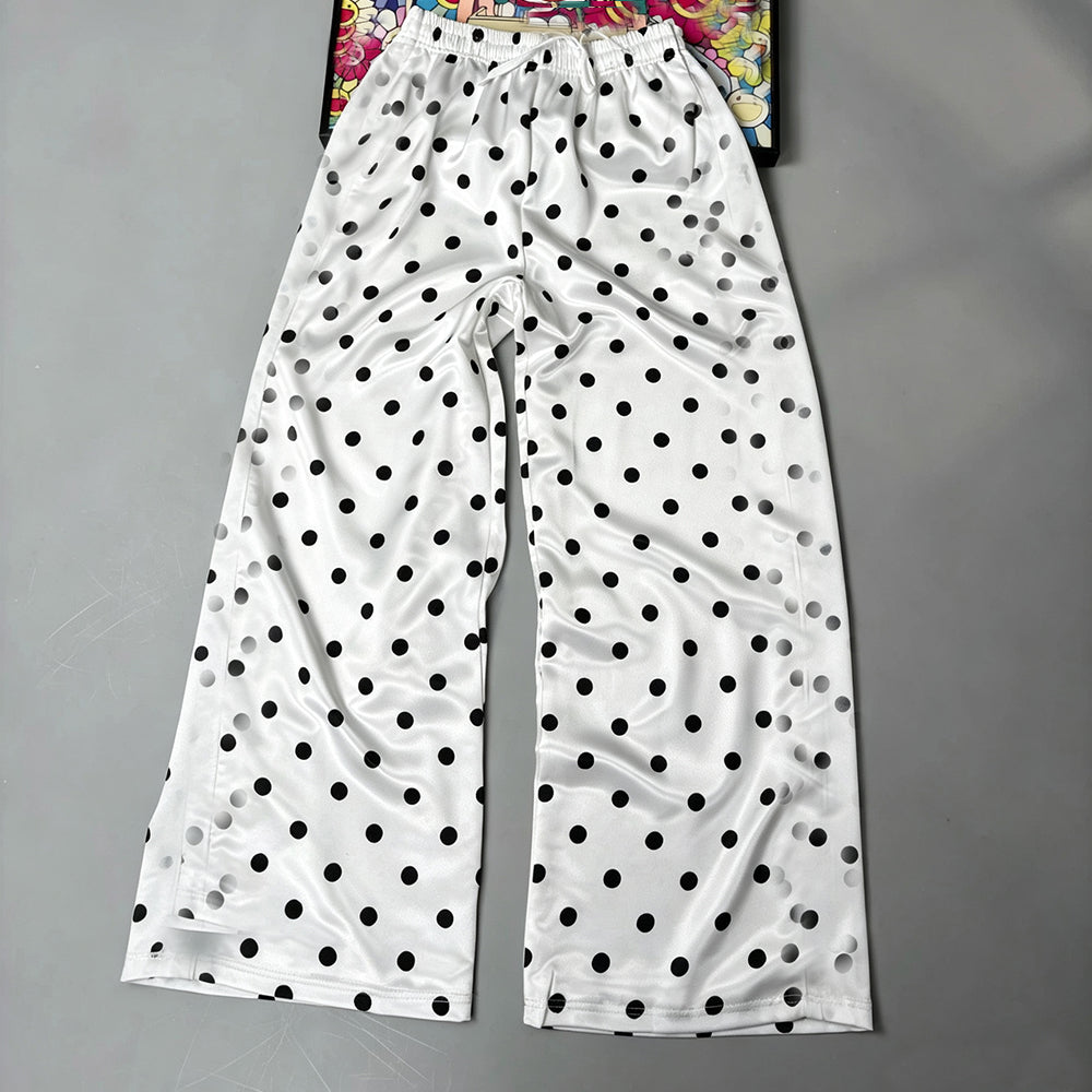 Women's new wave-point loose straight pants mopping pants