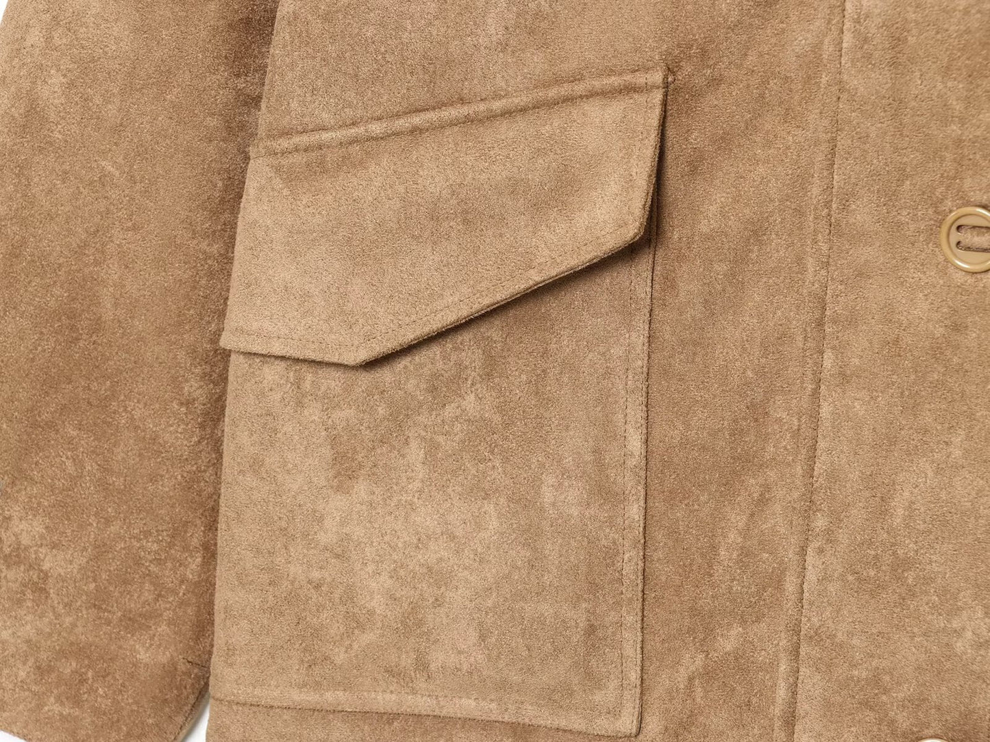 Women's 2025 new fashion suede texture lapel faux leather Coat
