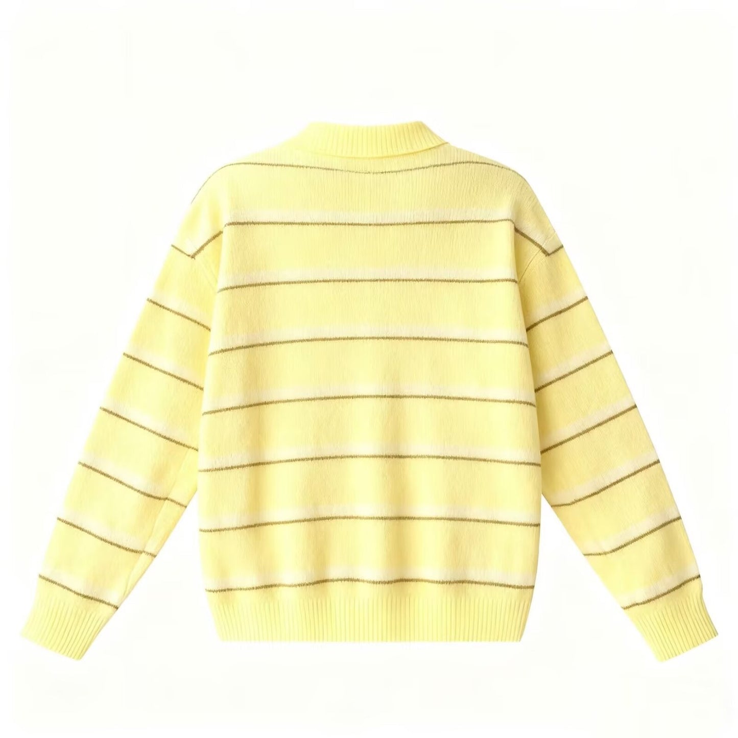 Women's casual striped knitted polo shirt