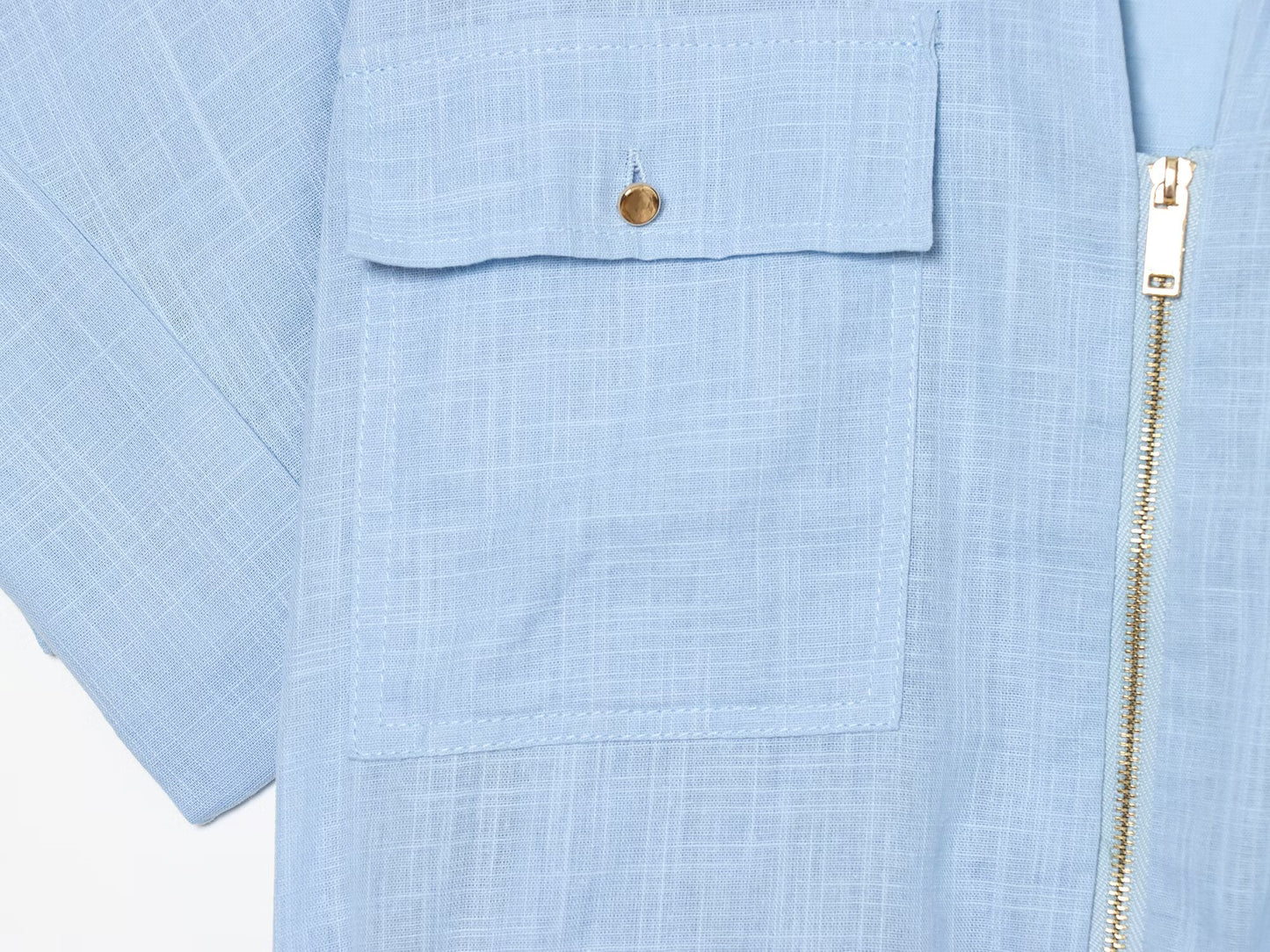 suit Women's 2 pieces linen blend zipper shirt+Pants