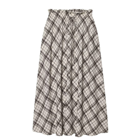 Women's casual versatile plaid MIDI skirt