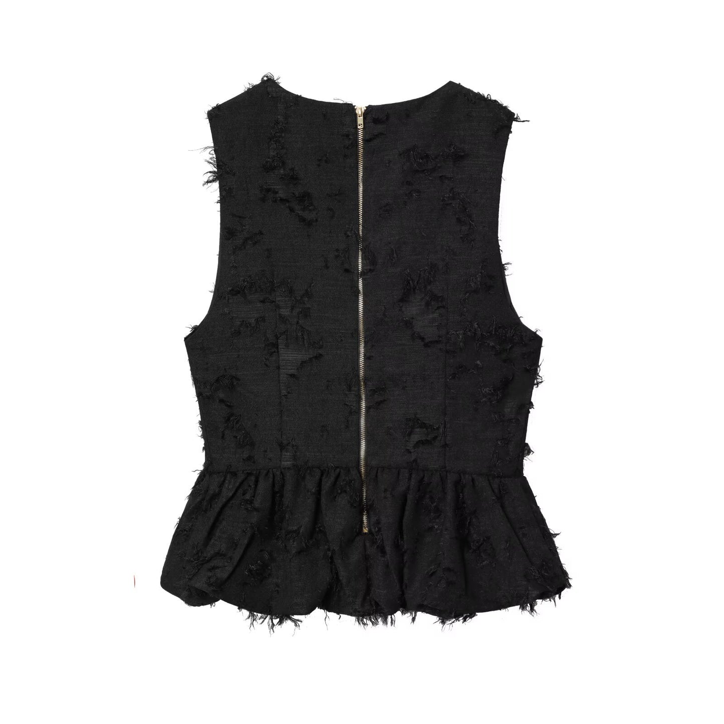 Women's New Fashion Bearded edge Short Skirt style hem Top