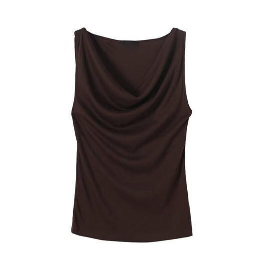 Women's New Fashion Sleeveless Swinging Neck T-shirt Top