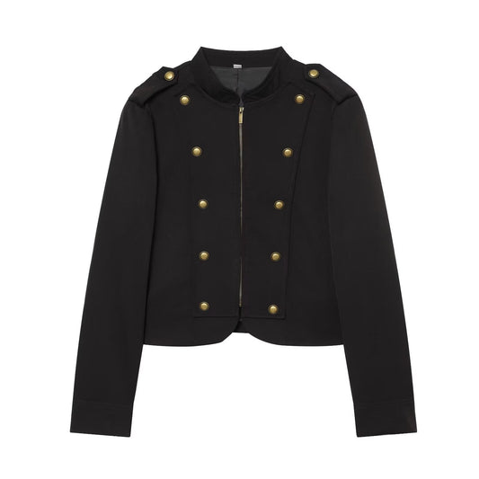 Women's gold button decoration slim Blazer Coat