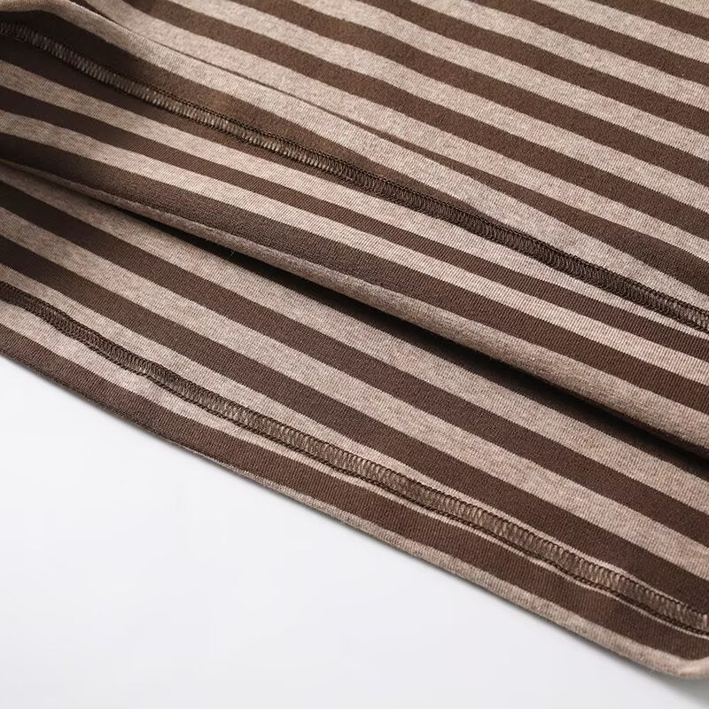 Women's casual striped boat neck long sleeved T-shirt