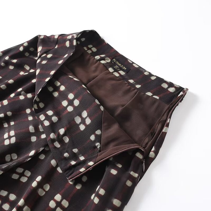 Women's casual retro plaid printed MIDI skirt