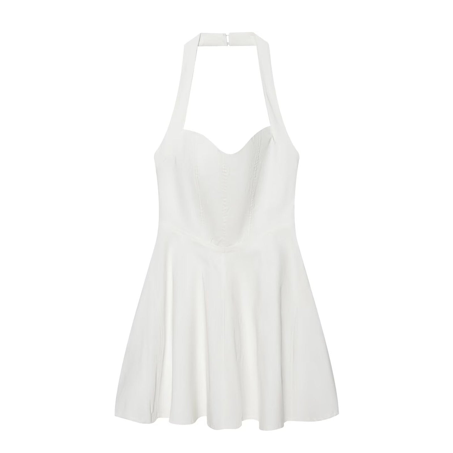 Women's sleeveless hanging neck wide hem dress