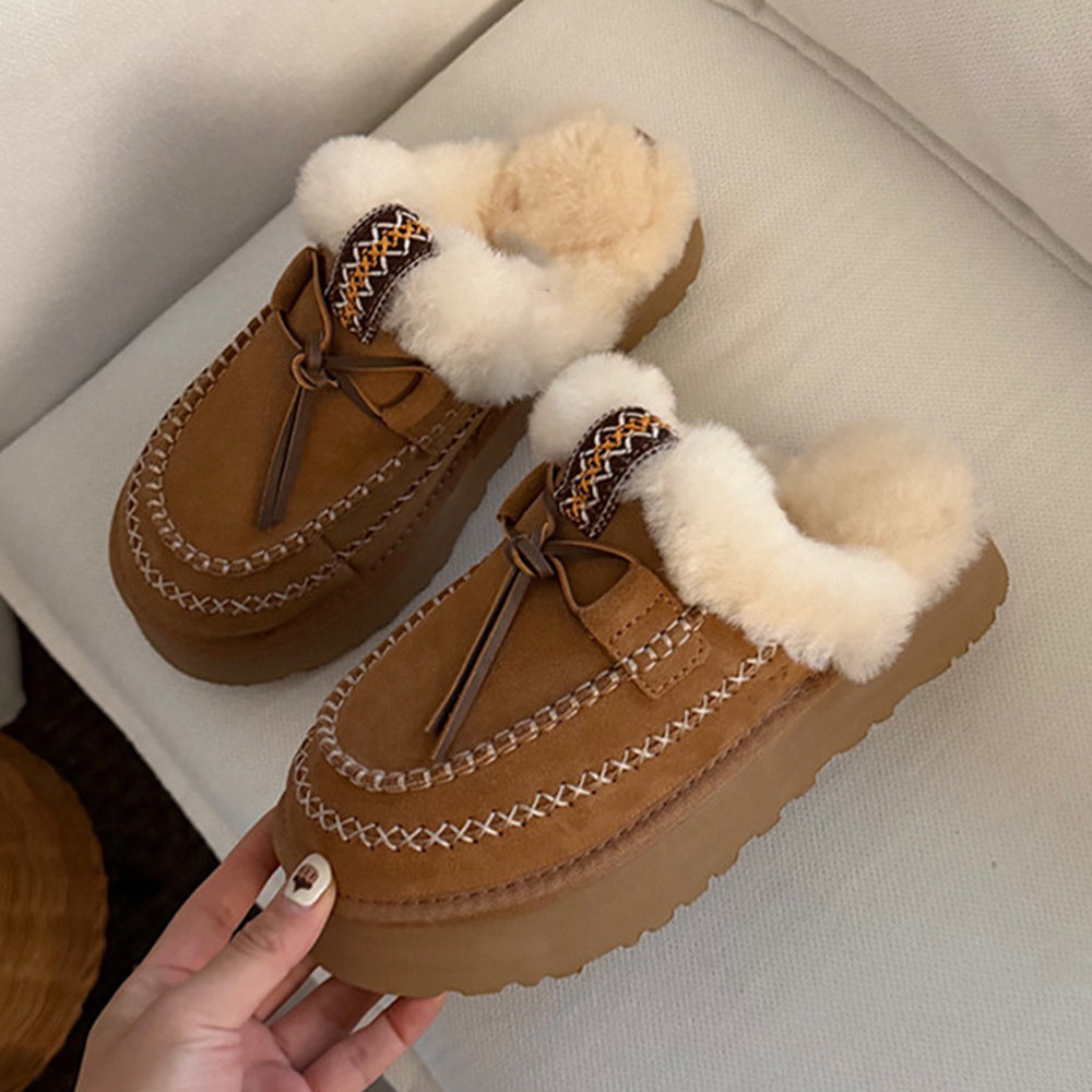 Women's thick-soled warm and velvet slippers in autumn and winter